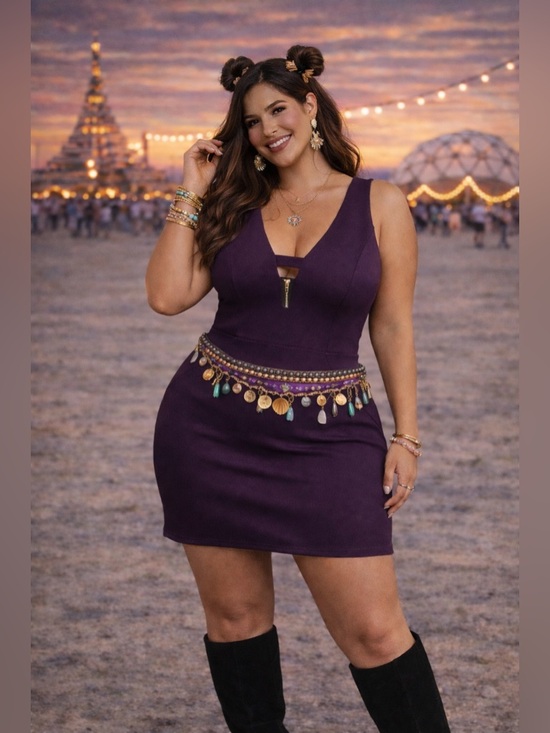 Charlotte Russe Dresses & Skirts - 🔥5/$35🔥Charlotte Russe Deep Purple V-Neck Bodycon Mini Dress | Size S